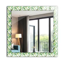 nowoczesne-kwadratowe-lustro-z-nadrukiem-60x60-cm-zielony-geometryczny-wzor