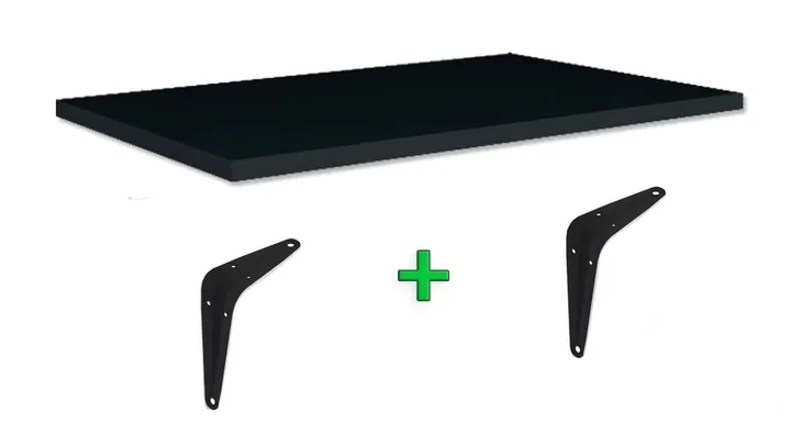 PÓŁKA CZARNA LOFT 90 x 40 cm Ścienna Wisząca Wsporniki Komplet GTV REGAŁ