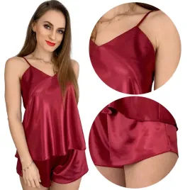 karen-set-satynowa-pizamka-z-szortami-xs-bordo
