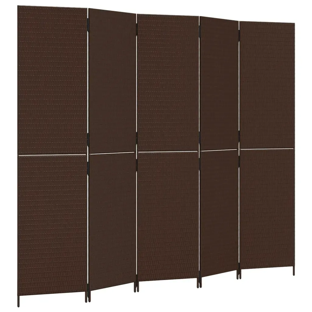 parawan-5-panelowy-brazowy-polirattan