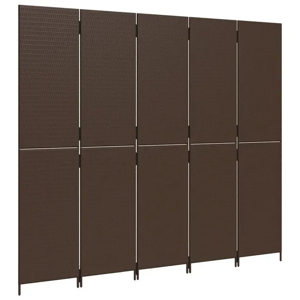 parawan-5-panelowy-brazowy-polirattan-producent-vidaxl
