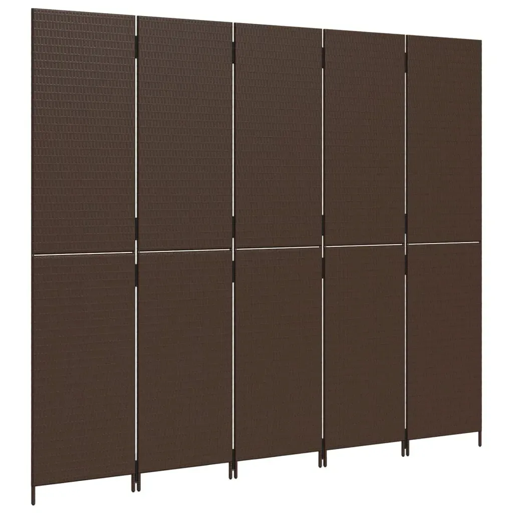 parawan-5-panelowy-brazowy-polirattan