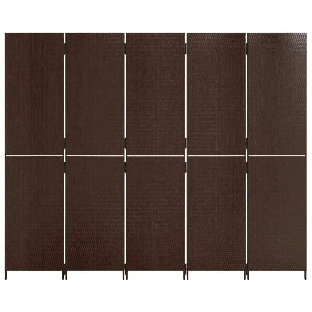 parawan-5-panelowy-brazowy-polirattan-stan-nowy