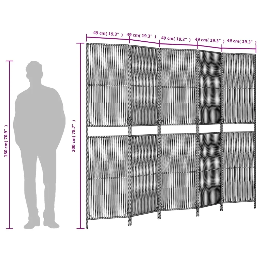 parawan-5-panelowy-szary-polirattan-stan-nowy