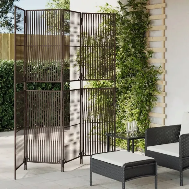parawan-4-panelowy-brazowy-polirattan-stan-nowy
