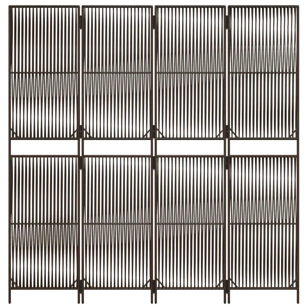 parawan-4-panelowy-brazowy-polirattan-stan-nowy