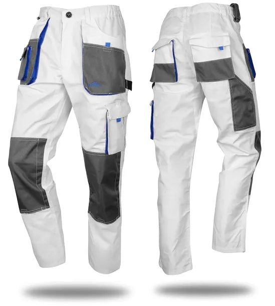 MOCNE Spodnie robocze ochronne MALARSKIE Classic WHITE PRO + WZMACNIANE