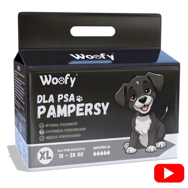 PROFESJONALNE PAMPERSY PIELUCHY DLA PSA PSÓW SAMCA WOOFY XL 12 SZTUK