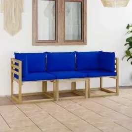 vidaxl-3-os-sofa-ogrodowa-z-niebieskimi-poduszkami
