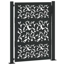 brama-ogrodowa-czarna-100x125-cm-stalowy-wzor-liscia