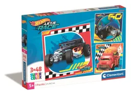 puzzle-3-x-48-super-kolor-hot-wheels-25313-clementoni