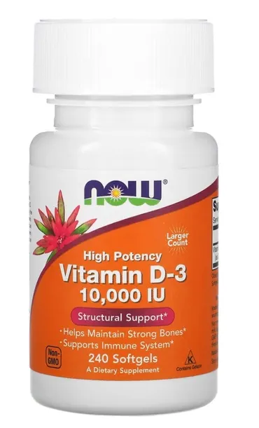 NOW Vitamin D3 10000IU 250mcg 240 Softgels