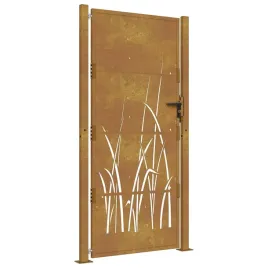 furtka-ogrodowa-100x200-cm-stal-kortenowska-motyw-trawy