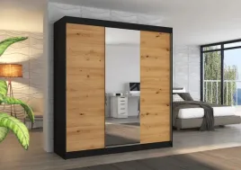 szafa-przesuwna-200-cm-czarna-dab-artisan-z-lustrem-do-sypialni-santiago