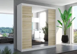 szafa-przesuwna-200-cm-biala-dab-sonoma-z-lustrem-do-sypialni-dalmatia