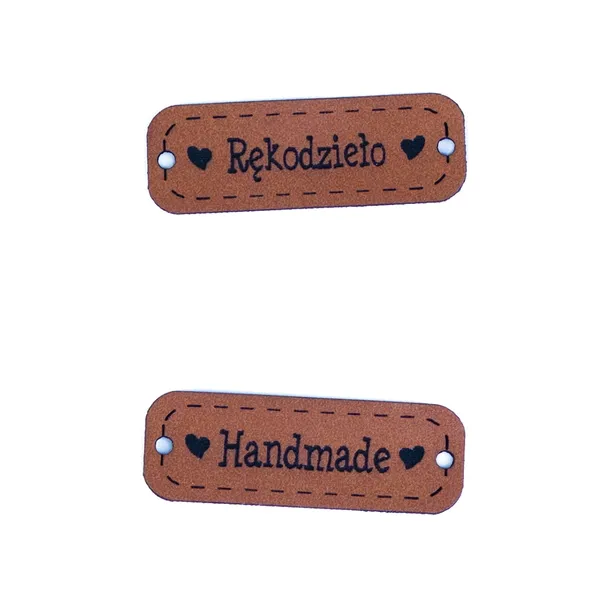 2 metki ekoskóra handmade rękodzieło brązowe
