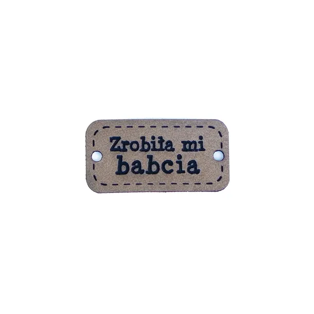 1szt metka zrobiła mi babcia ekoskóra beż