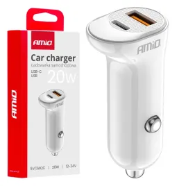ladowarka-samochodowa-20w-usb-a-usb-c-amio-03875-biala-12-24v