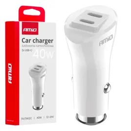ladowarka-samochodowa-2x-usb-c-40w-amio-03884-biala-12-24v