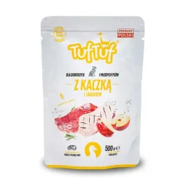 mokra-karma-dla-psa-saszetka-tuf-tuf-mielonka-smak-kaczka-z-jablkiem-500g
