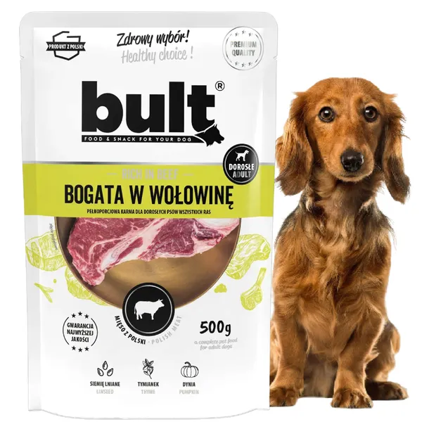 Mokra Karma dla Psa Bult Saszetka Mielonka z Wołowiną 500 g Karma Premium