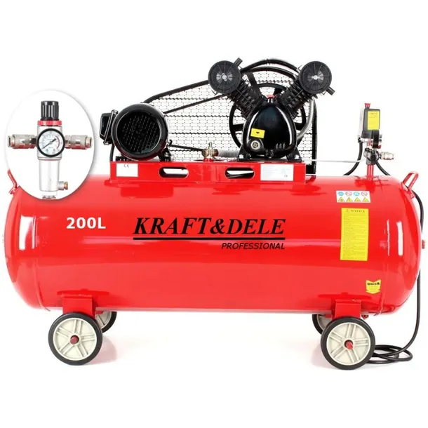 KOMPRESOR SPRĘŻARKA OLEJOWY 200L 400V DWUTŁOKOWY 5,2 KM SEPARATOR KRAFT **