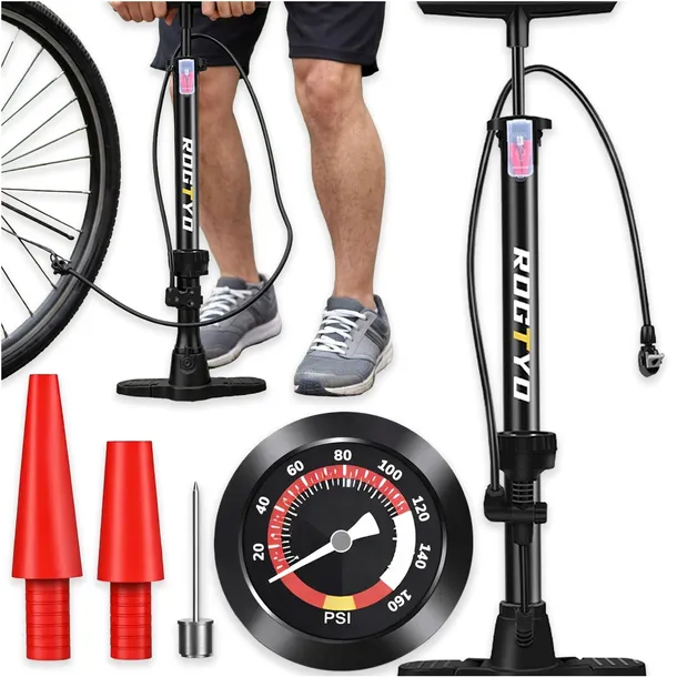 POMPKA ROWEROWA SAMOCHODOWA Z MANOMETREM DO ROWERU PIŁEK RĘCZNA POMPA 3W1