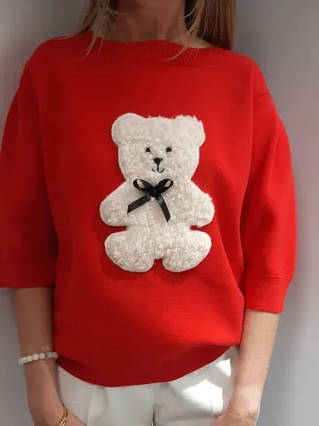 cocomore-sweter-mis-bear-czerwony-nowosc-wzor-dominujacy-inny-wzor