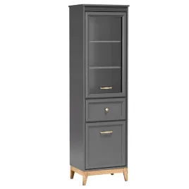 wysoka-witryna-z-szuflada-do-salonu-55cm-szary-terra-front-frez-debowe-nogi