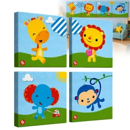 obrazki-do-pokoju-dzieciecego-tryptyk-zwierzatka-fisher-price-4-szt-25x25cm