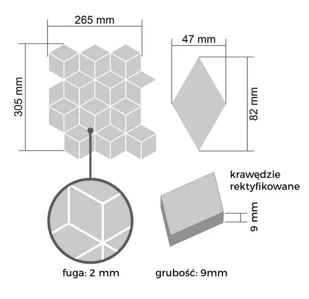 mozaika-gresowa-diamond-romb-jasna-szara-polysk-gama-kolorystyczna-odcienie-szarosci-i-srebra