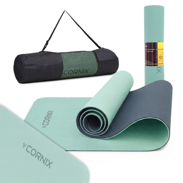 MATA DO ĆWICZEŃ CORNIX TPE 6 MM ANTYPOŚLIZGOWA JOGA FITNESS + POKROWIEC