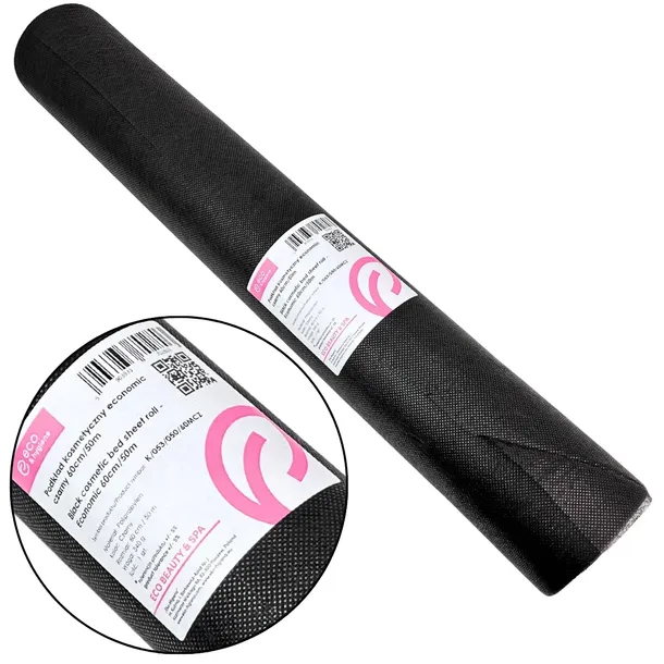 Podkład kosmetyczny medyczny włókninowy fizelinowy CZARNY 80cm x 50m