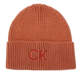 czapka-zimowa-calvin-klein-damska-pomaranczowa-z-logo