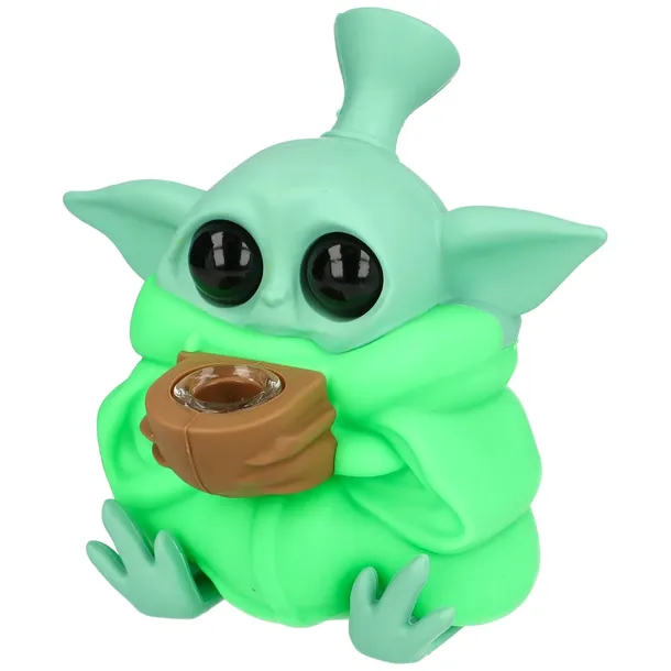 Bongo Baby Yoda GREEN silikonowe wys. 12 cm szklany cybuch