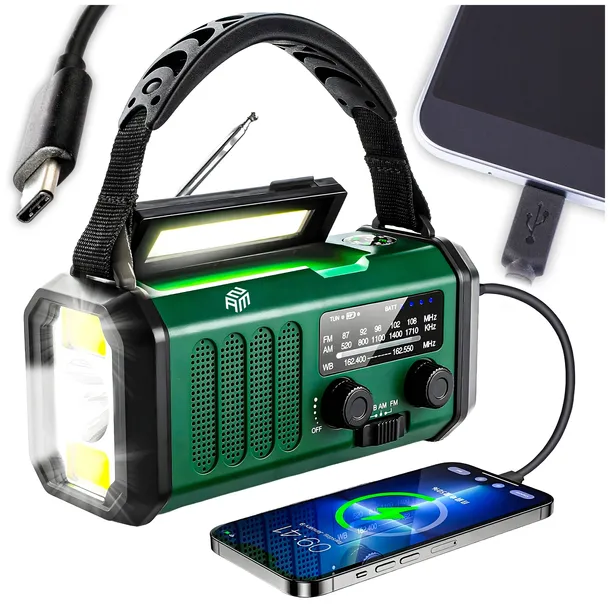 RADIO SURVIVALOWE SOLARNE DYNAMO POWERBANK 10000mAh LATARKA 3w1 TURYSTYCZNE
