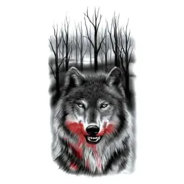 tatuaz-zmywalny-tymczasowy-wodny-krwawy-wilk-las