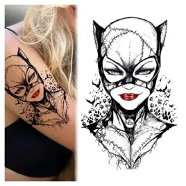 tatuaz-zmywalny-tymczasowy-wodny-kobieta-kot-batman