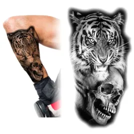 tatuaz-zmywalny-tymczasowy-wodny-tygrys-mroczna-czaszka