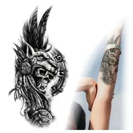 tatuaz-zmywalny-tymczasowy-wodny-wojownik-indianin-czaszka