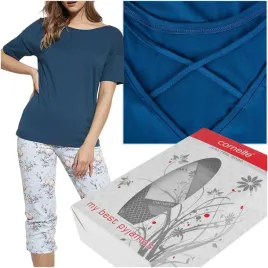 cornette-pizama-damska-krzyzowany-tyl-morski-kolor-448-230-alice-rozmiar-xl