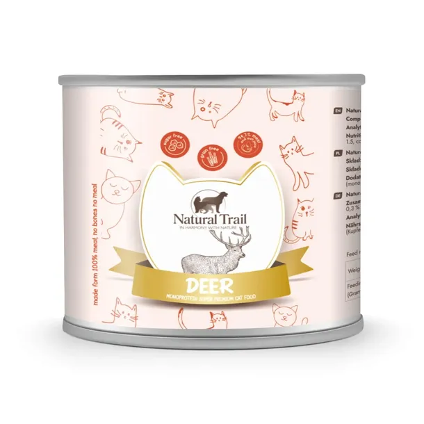 NATURAL TRAIL Monoprotein Jeleń Mono - mokra karma dla kota - 185g
