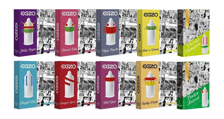 EGZO Mega Zestaw Kompletny Kolce Wypustki 10szt Prezerwatywy Stymulujące