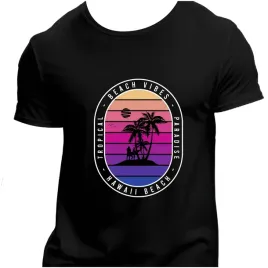 koszulka-meska-czarna-nadruk-tropical-beach-vibes-paradise-hawai-beach-4x