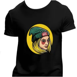 koszulka-meska-czarna-nadruk-dziewczyna-blond-w-czapce-5xl