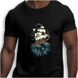 koszulka-meska-czarna-nadruk-statek-na-morzu-5xl