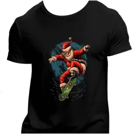 koszulka-meska-czarna-nadruk-swiety-mikolaj-na-desce-3xl