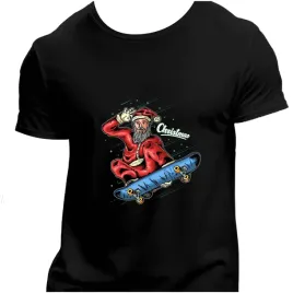 koszulka-meska-czarna-nadruk-swiety-mikolaj-na-desce-5xl