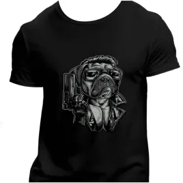 koszulka-meska-czarna-nadruk-mops-z-pistoletem-gangster-5xl