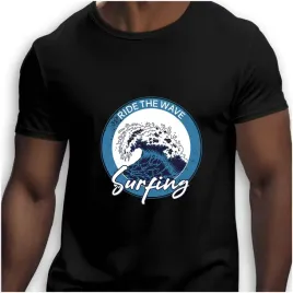 koszulka-meska-czarna-nadruk-ride-the-wave-surfing-5xl